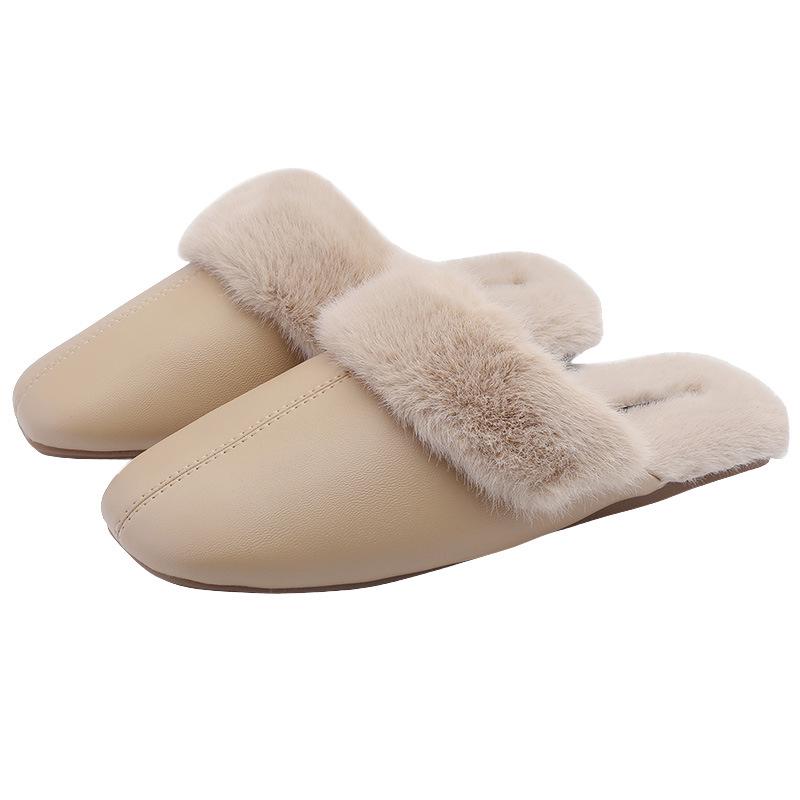 Damen Plüsch-Baumwollpantoffeln - Warm, Samtgefüttert, Rutschfest, Hautfreundlich für Zuhause