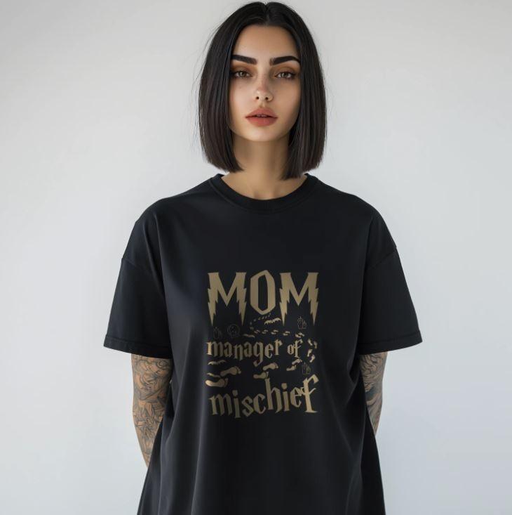 Mom Manager of Mischief Shirt Funny Wizard Mom TShirt Unisex T-Shirt XXXL