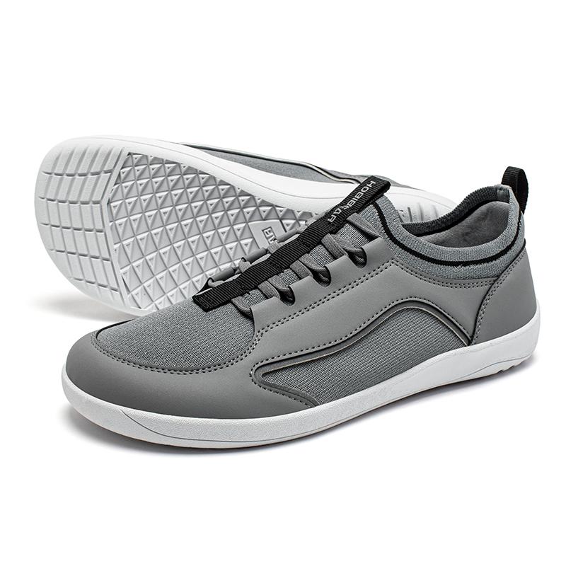 Wide Toe Walking Shoes Unisex Minimalist Slip On Barefoot Sneakers Mesh Artificial Leather Casual Shoes