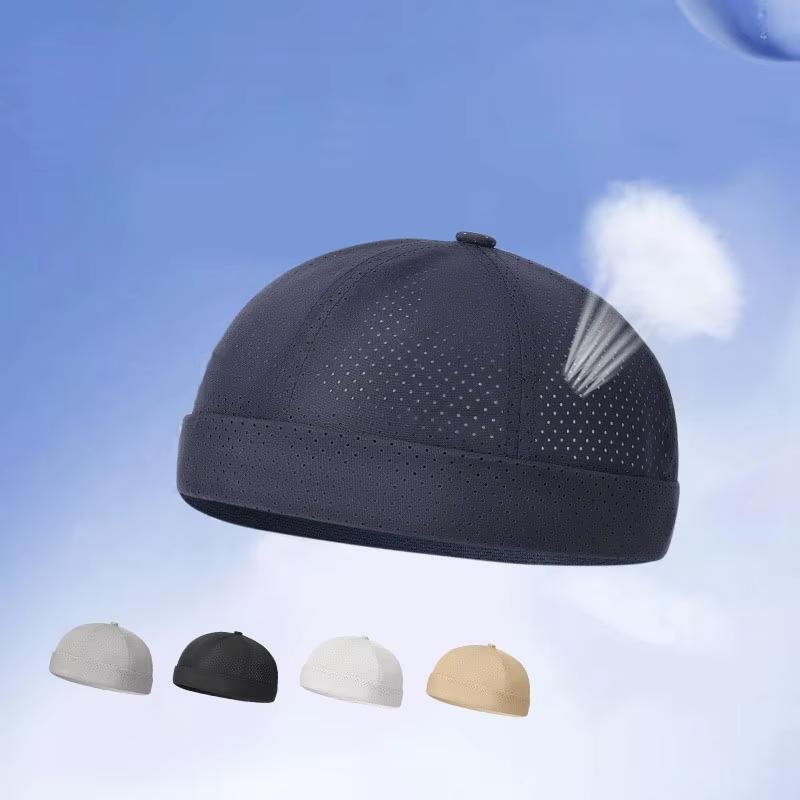 Ultraleichte atmungsaktive Netz-Sommer-Kuppelkappe Melonenkappe Totenkopfkappe Docker Mützenkappe Outdoor Schnelltrocknend Schirmlose Matrosen-Fischerkappe