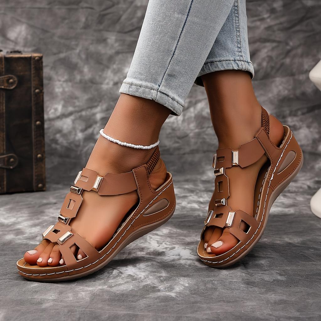 Fashionable Women'S Thick-Soled Open-Toe Sandals | Breathable Platform Heel with Ankle Straps, Slip-on Design, Elegant and Comfortable,for Casual Wear