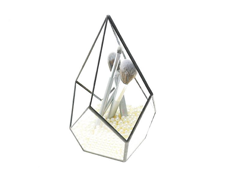 Geometric Glass Rhombus Greenhouse Ornament: European Wine Cabinet Micro Landscape & Preserved Flower Pot Craft