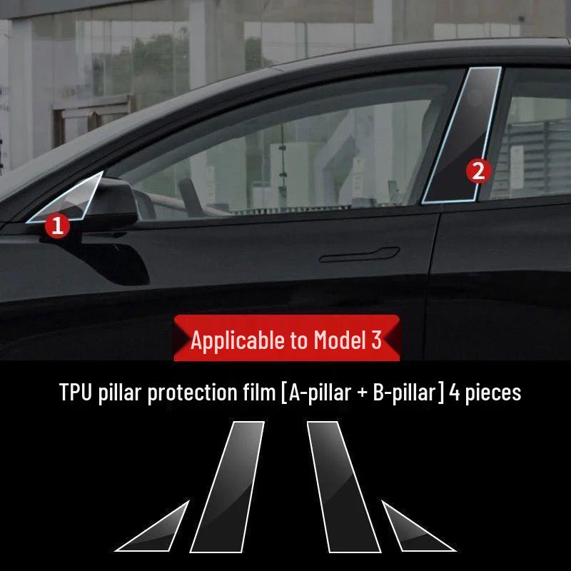 Model Y3 Car Door Corner Tint & Side Skirt TPU Anti-Scratch Film for Paint Protection.