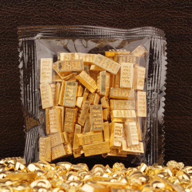 100Pcs Plastic Gold Attract Wealth Luck Charms Mini Dollars Ingots Gold Melon Seeds Handicraft