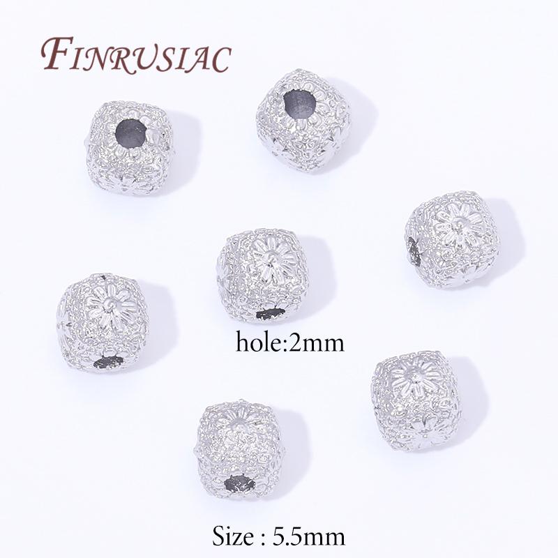 5.5mm 18K Gold Plated Brass Square Beads For Beading,Metal Separator Beads For Bracelets Accessories,DIY Jewelry Making Supplies