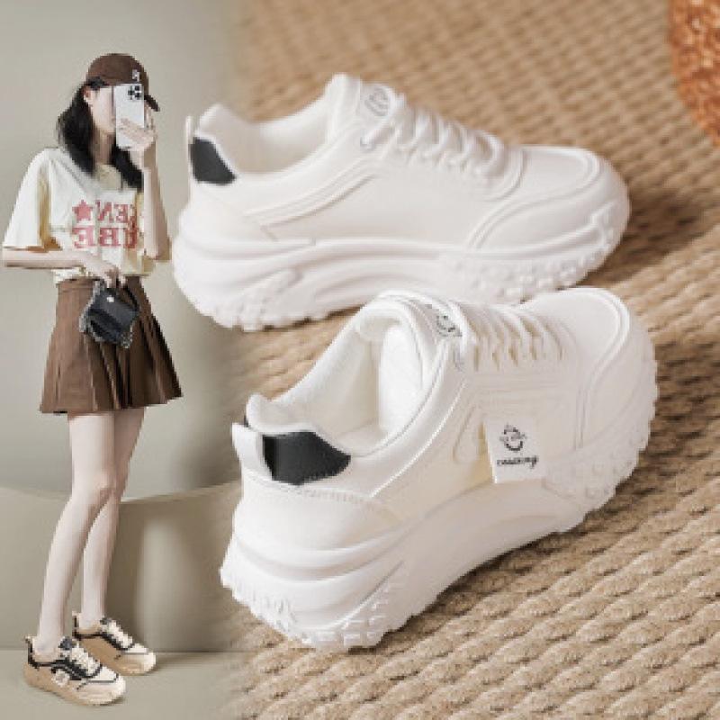 

Модный дизайн маффин толстая подошва увеличивающие рост старые туфли в гонконгском стиле нишевая повседневная обувь детская весенняя высокая ценность 35 белый