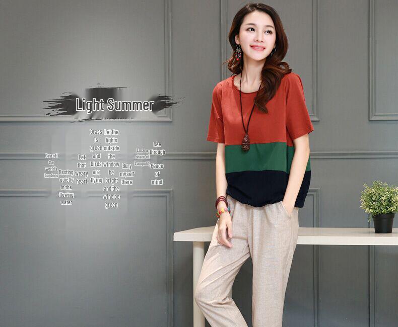 2024 Women's Casual Slimming Short Sleeve T-shirt – Loose Fit, Belly-Covering Versatile Summer Top