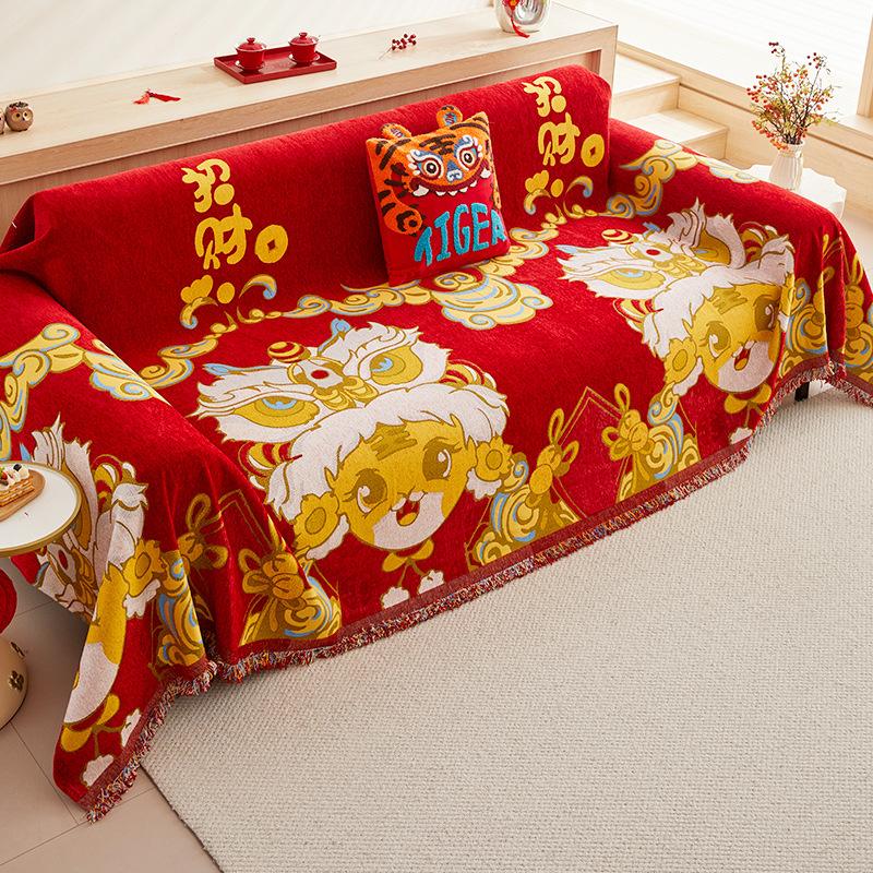 

Чехол для дивана с полным покрытием, осенне-зимний нескользящий чехол, одеяло, свадебный красный чехол для дивана, универсальная подушка для дивана из синели Four Seasons 180*130cm
