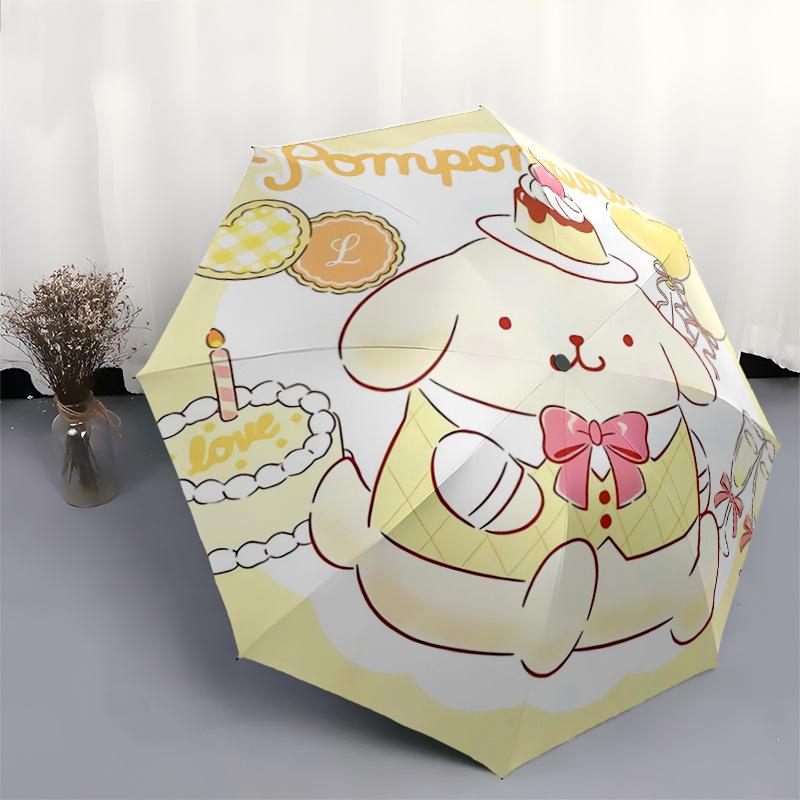 1pc Pompompurin Automatic Folding Umbrella - Portable Tri-Fold Design with Iron Frame, Perfect for Outdoor Use, Festive Gifts, Travel, Daily Use, Suit