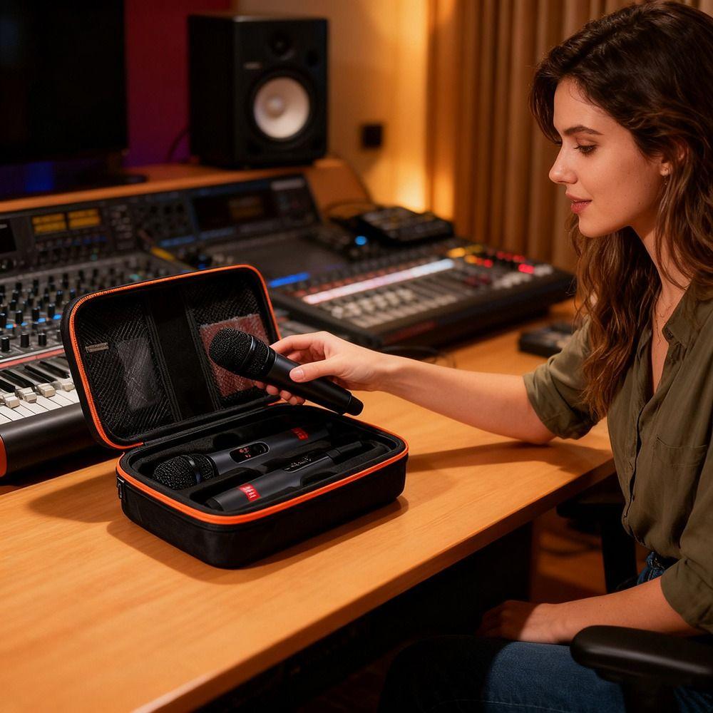 Handheld Microphone Case Hard Shell Wireless Microphone Organizer for JBL Singing Karaoke
