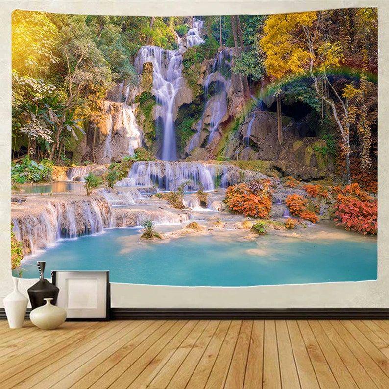 Tapestry nature forest waterfall waterfall 75x100