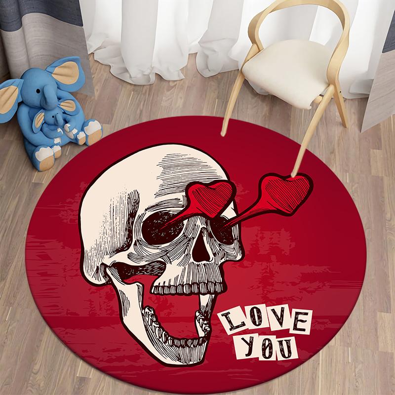 Skull Printed Round Carpet for Living Room Mat for Children Floor Rug Yoga Mat Bedroom E-sports Chair Mats Living Room Carpet