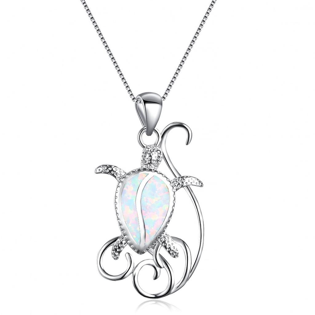 Creative and Fashionable Two Pieces of White Imported Pattern Turtle Pendant Necklace Fashionable Necklace