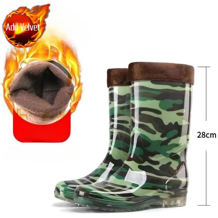 Farming Autumn Winter Print Men's Rain Boots Camo Plastic Fishing High Quality Outdoor On Offer Water Garden Gumboots Male Shoes