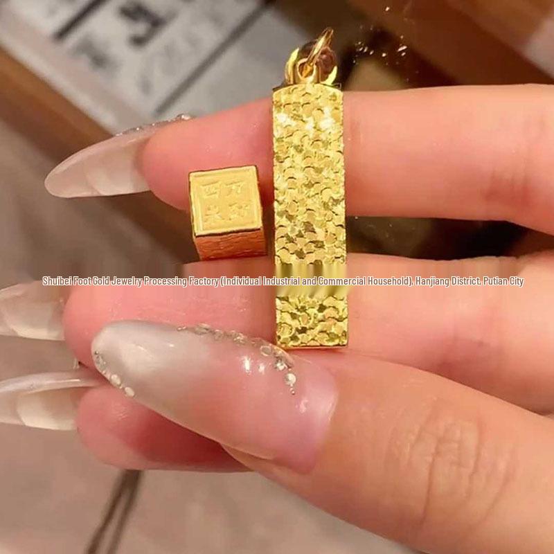 Pure Gold 999 Wealth Pendant Necklace with Gold Bar and Luck-Turning Beads - Couple Style Gift Pendant + Gift Box + Certification