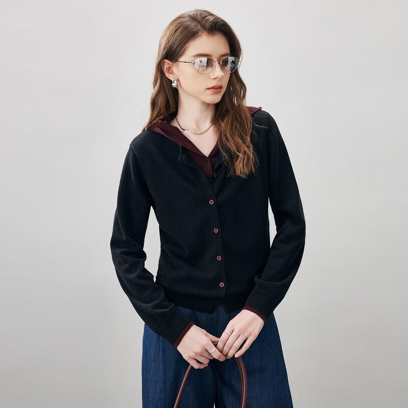 Kemeng Boka Women's 2025 Autumn/Winter 100% Wool Hooded Cardigan