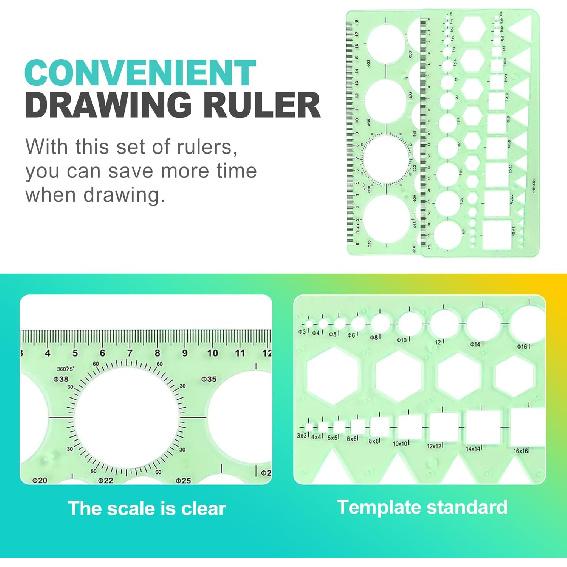 2-PCS Circle Template Set for Drawing & Drafting – Geometric Stencils & Rulers for Office, School, Architecture & Design