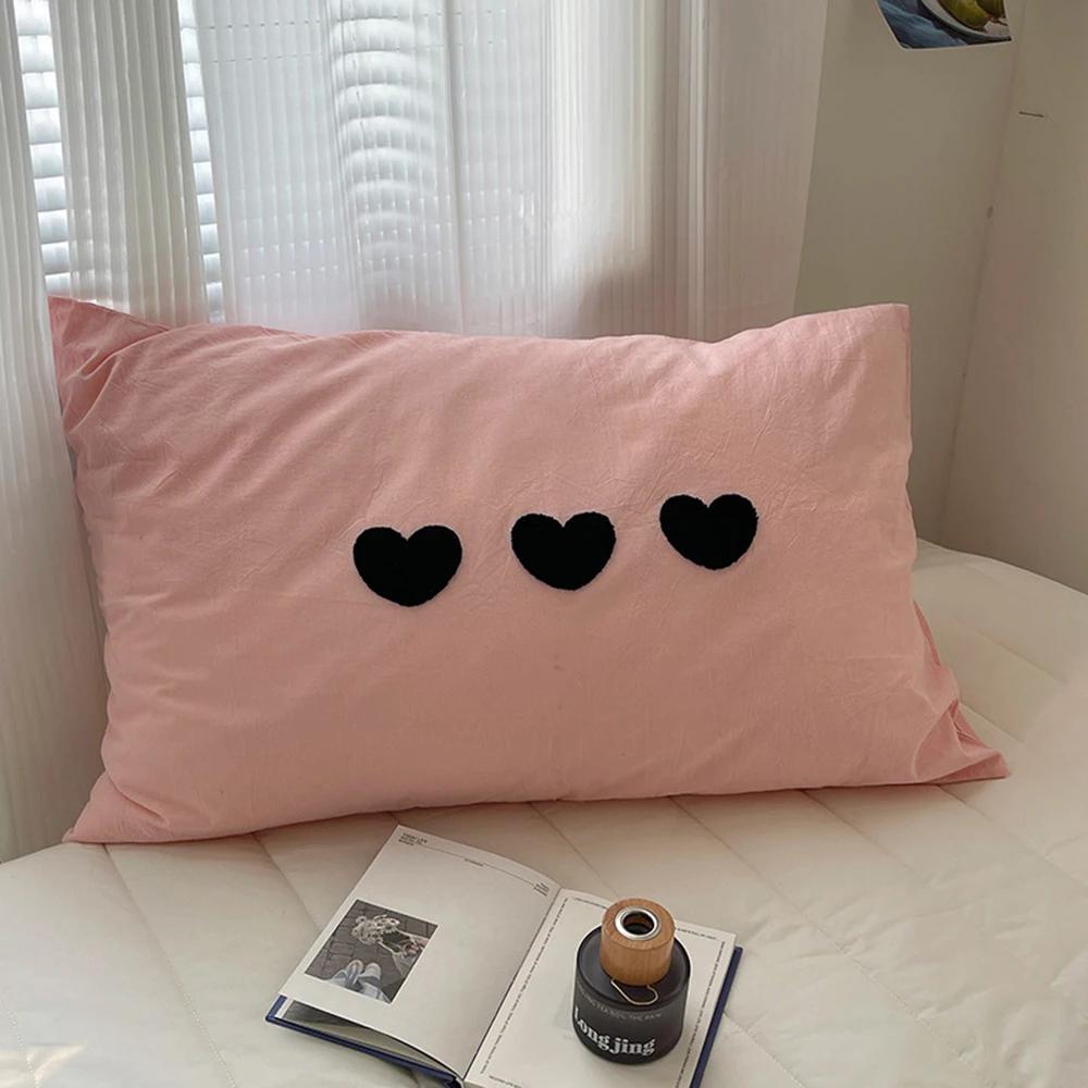Colorful Bow Heart Pillow Cover Envelop Pillowcase Printing Cotton Cushion Case Bedroom Decorations Room Decor 48x74cm Nordic