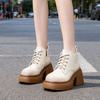 White high-heeled CM Martin boots women's autumn and winter new small thick-soled heightened thick-heeled short boots ins
