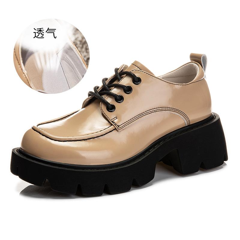 

Кожаные туфли Мэри Джейн женские 2025 весна новые женские лоферы в стиле маленького аромата модные на толстом каблуке с мелким вырезом одинарные туфли женские 35 абрикосовый