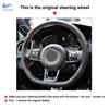 For VW Golf 7 GTI Golf R MK7 Passat B8 Polo Scirocco 2015 2016 Car Steering Wheel Cover Trim Black Leather blue line blue strip