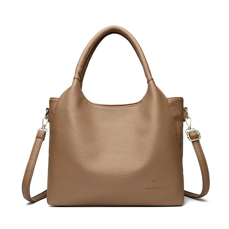 Designer High Quality Soft Leather Large Women 2025 Shoulder Bag Messenger Handbags Shopping Messenger Genuine Brand Women Bags