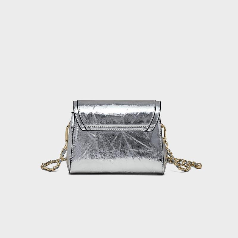 New Genuine Leather Women's Crossbody Bag Small Bag High-end Autumn and Winter Niche Chain Bag