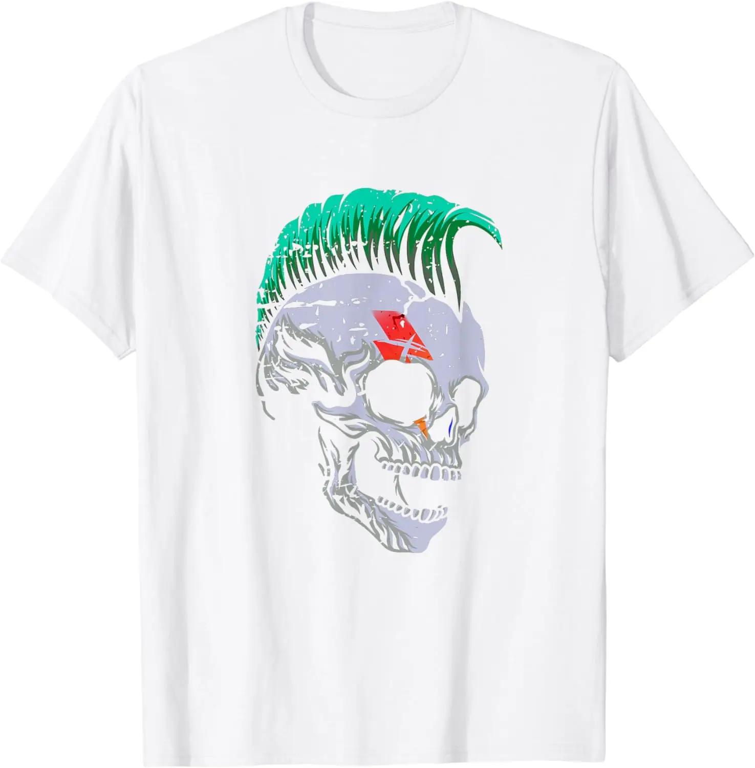 Футболка с изображением черепа и ирокеза в стиле хардкор-панк-рок, хэви-метал, эйсид-рок XXXXXL белый