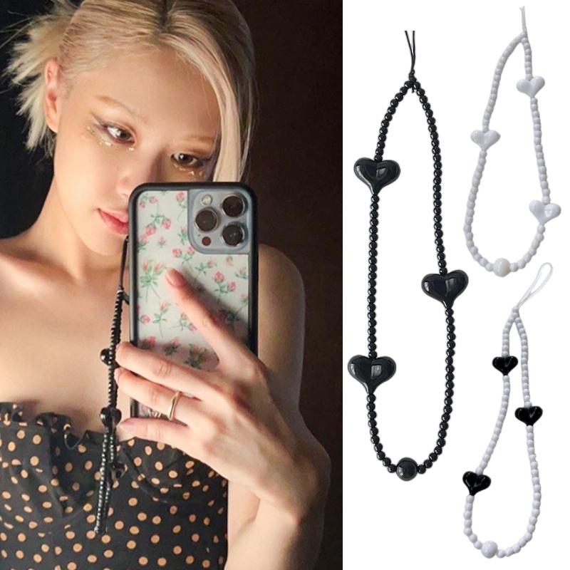 Same Blackpink Jennie Pink Love Mobile Phone Chain Anti Lost Rope Strap Hanging