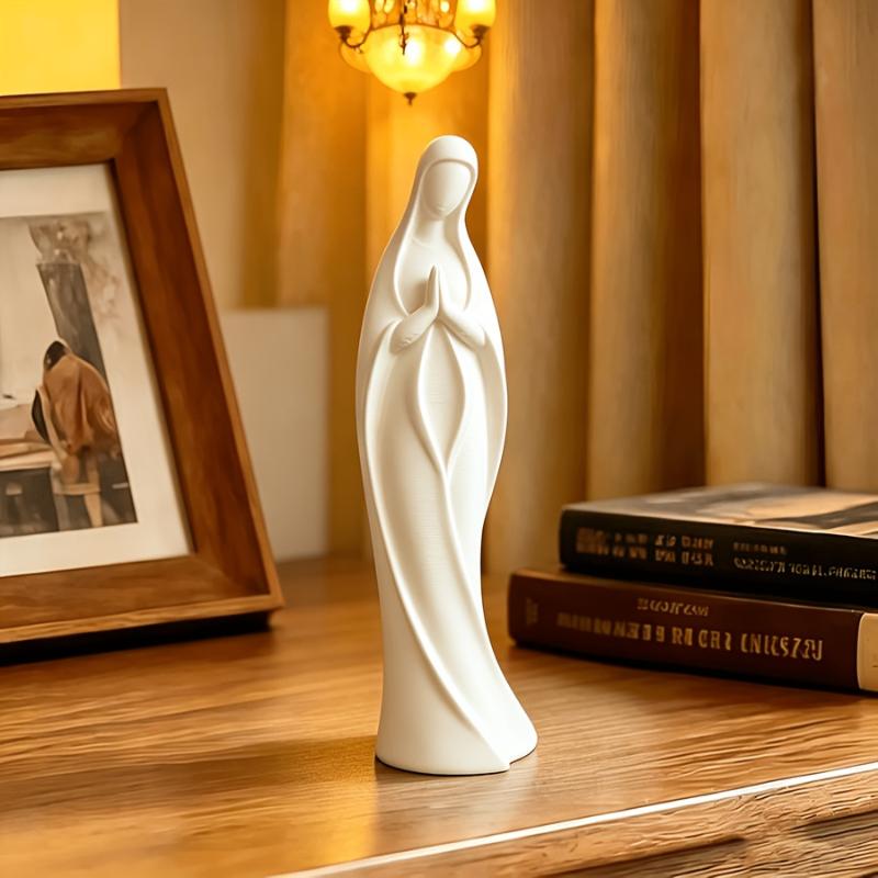 3D-gedruckte Schutzengel-Figur Weißgold Betende Religiöse Statue für Garten Fensterbank Dekoration Einweihungsgeschenk