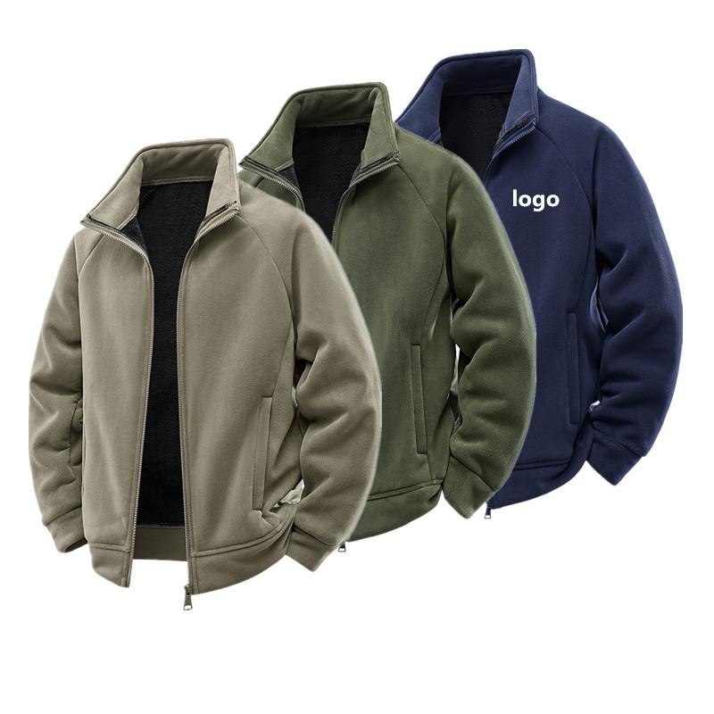 Men's Polar Fleece Jacket Winter Loose Casual Cardigan Lined Thicken Parkas Coats Men's Sweatshirt Outdoor Camping Travel Jacket