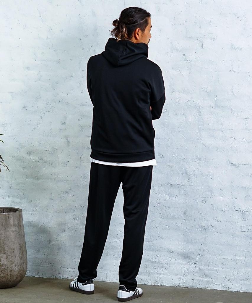 Combat Genuine Jersey Tracksuit Setup Top and Bottom Set Unisex [Adidas Sports] TR-74 Men's (XL, Black/Black)