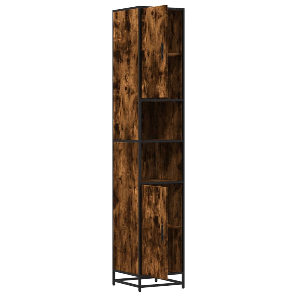Bathroom Cabinet Smoked Oak Finish 35 x 37.5 x 188.5 cm Particleboard & Metal