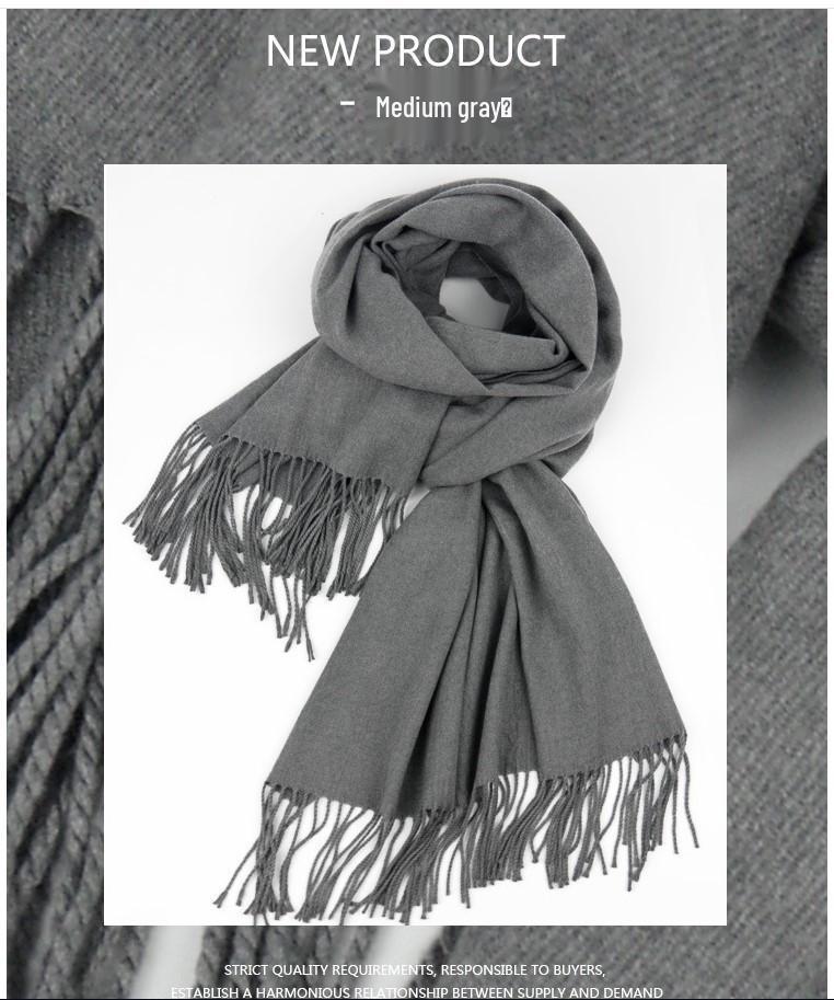 White Cashmere Scarf: Thickened, Solid Color, Versatile for Women & Men, Perfect for Autumn & Winter