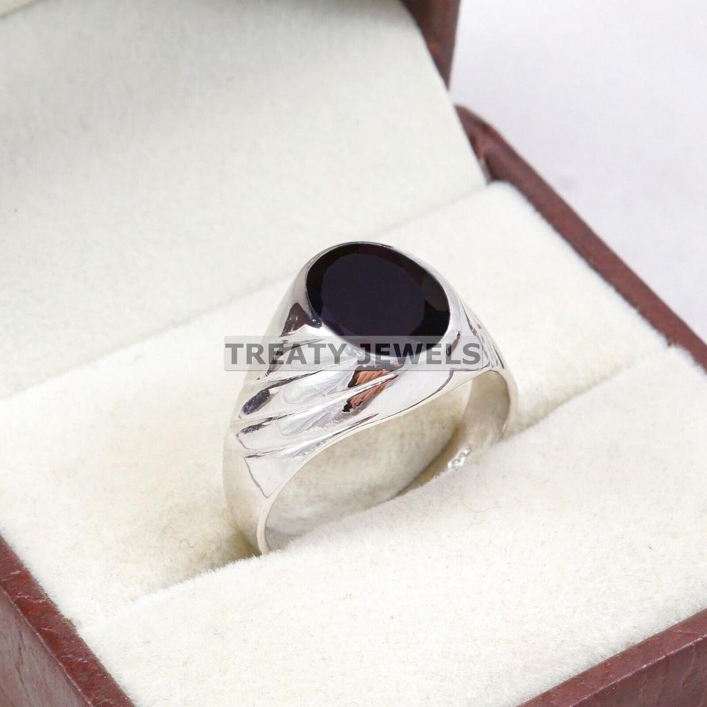 Black Onyx Oval Cut Gemstone With 925 Sterling Silver Ring For Men's #A828 JL375666928282