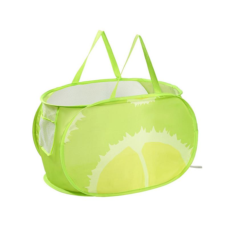 1Pc Cartoon Foldable Laundry Basket Large Capacity Organizer Basket For Household Dirty Clothes Nylon Mesh Bag For Toy Storage