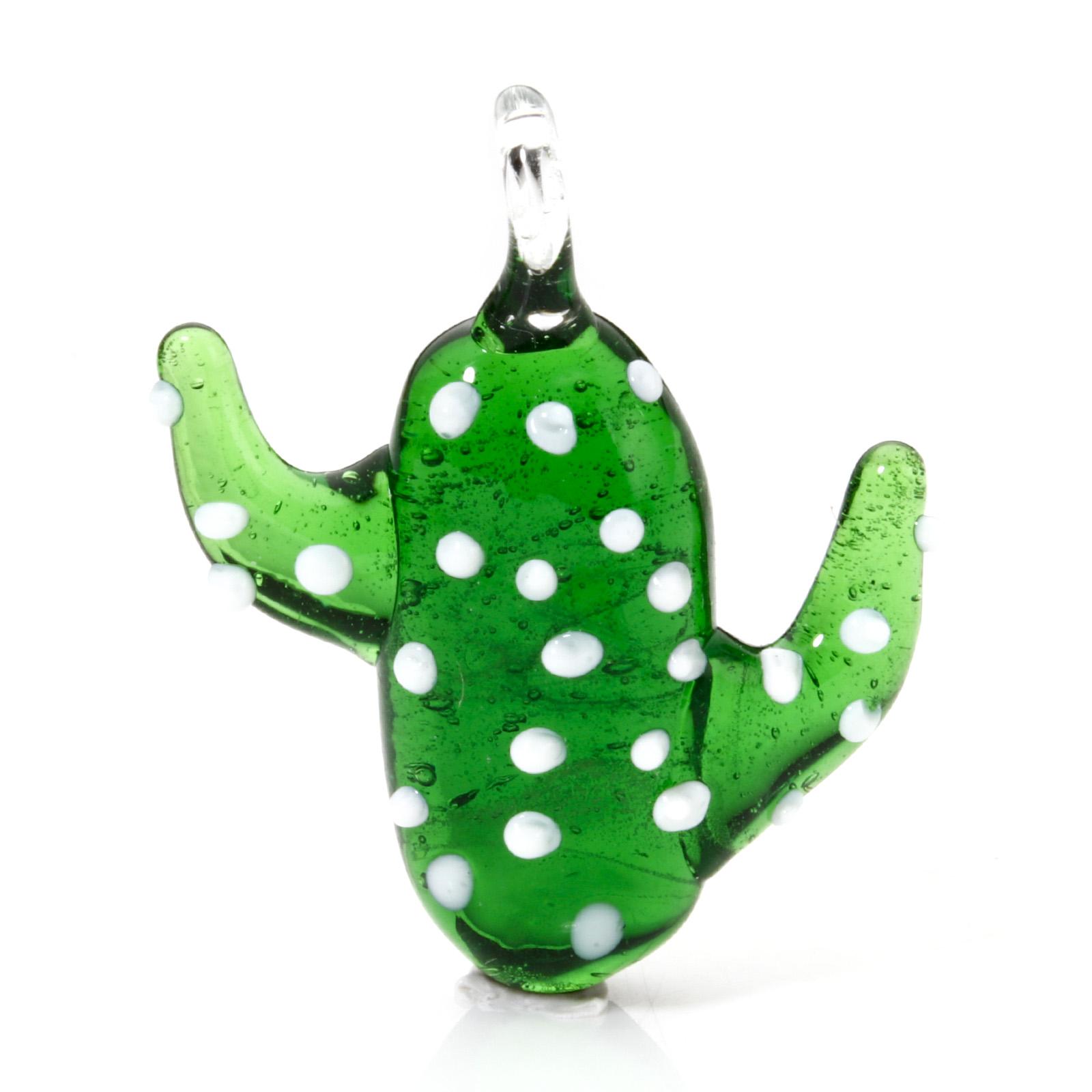 

1pc Lampwork Glass Charms Multicolor Cute Cactus 3D Pendants DIY Necklace Earrings for Women Jewelry Findings 3.8cm x 3cm темно-зелений колір