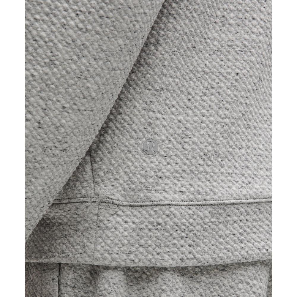 Lululemon Textured Double Knit Cotton Hoodie Heathered Melody Light Grey Black