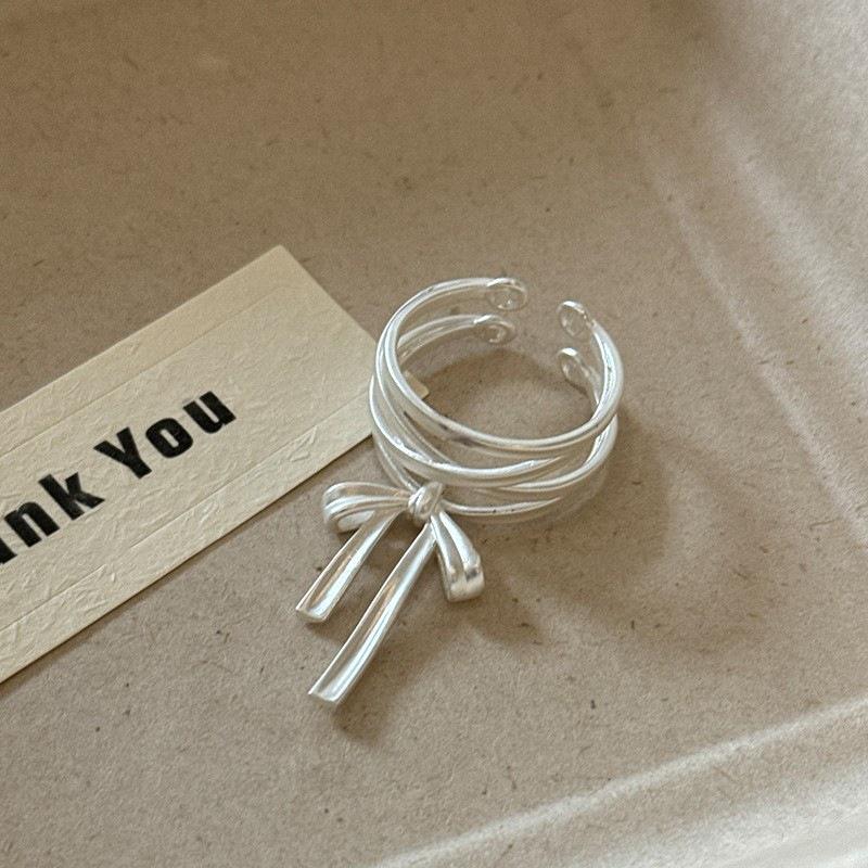 Ballet Bowknot Adjustable Metal Ring - Fashionable, Simple Design for Index Finger Adjustable open