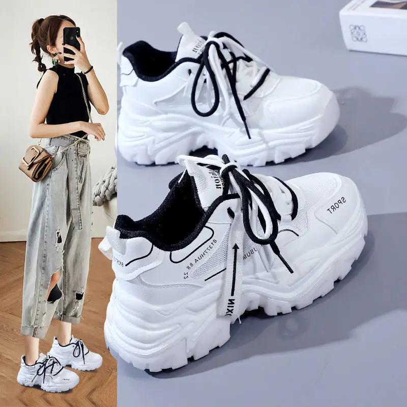 2024 new breathable and comfortable versatile thick soled casual mesh sports shoes, classic and fashionable women's shoes