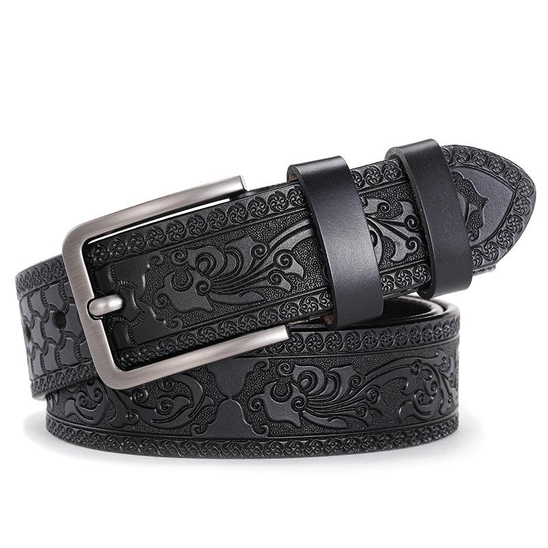 Leren Riem, Heren Leren Riem, Retro Pure Koeienhuid Riem Voor Mannen 105cm black