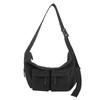 Men Solid Color Shoulder Bag Women Large Capacity Water-Repellent Commuter Crossbody Bag