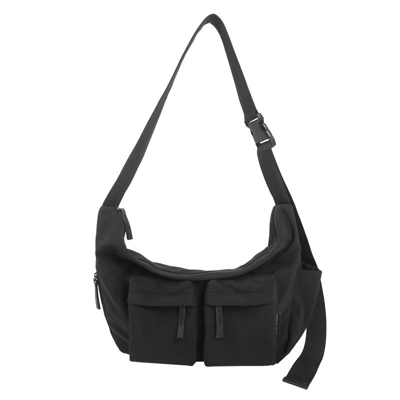 Men Solid Color Shoulder Bag Women Large Capacity Water-Repellent Commuter Crossbody Bag