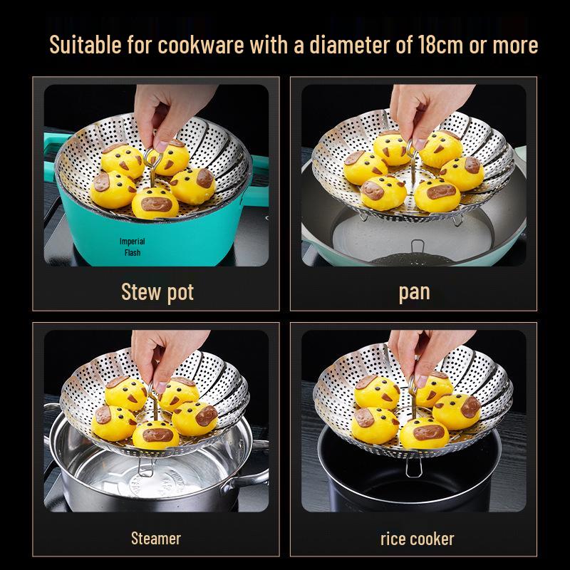 Star Flash 304 Stainless Steel Foldable Steamer Rack for Buns & Mantou