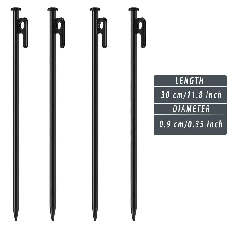 

4 шт. колышки для палаток, прочные колышки для кемпинга, кованые стальные колышки, шипы для украшения двора, снежного поля, пикника, небьющиеся и негибкие 4 Pcs 30 cm