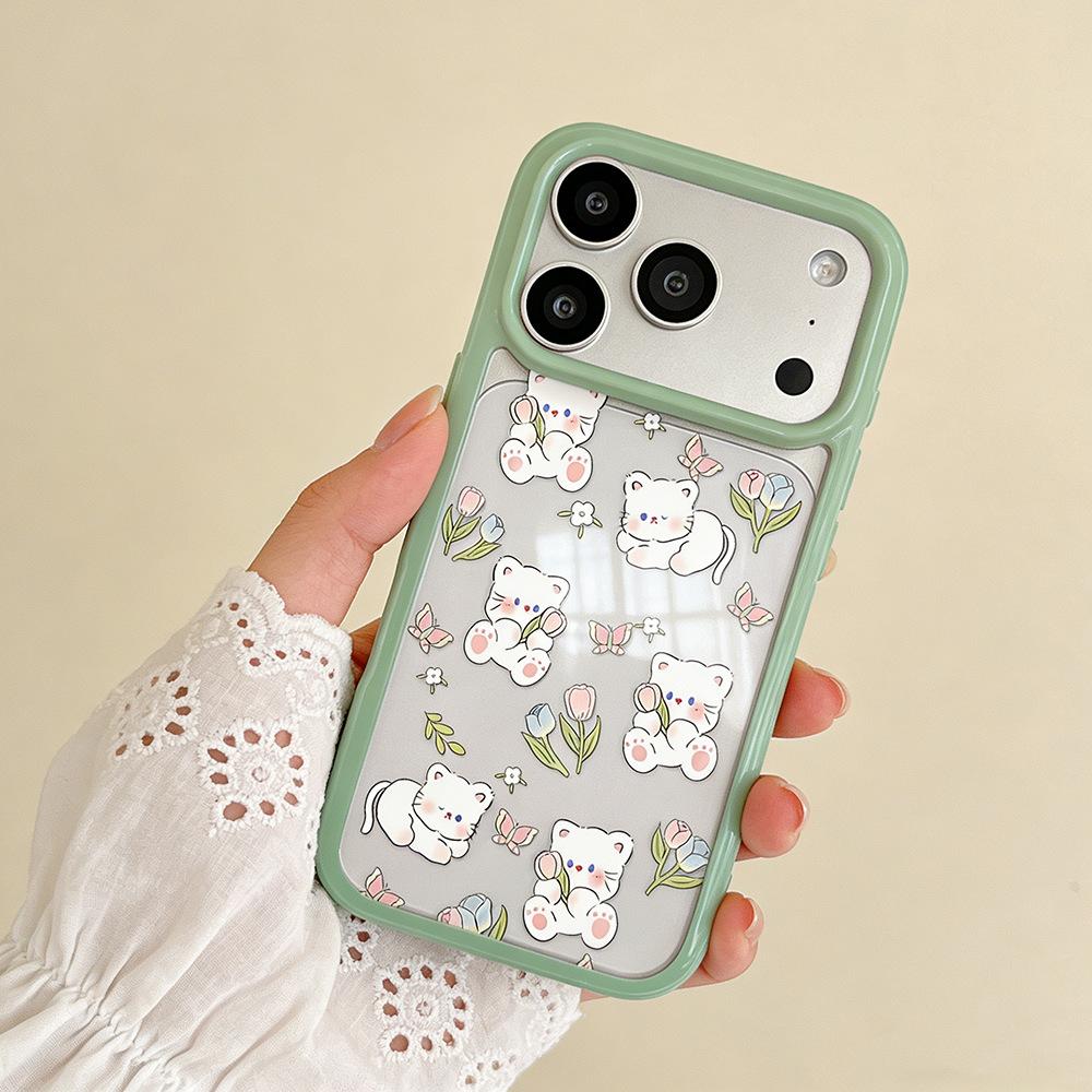 Applicable to Apple 17Promax spring flower kitten transparent mobile phone case iPhone16/15 anti-drop ins female 14