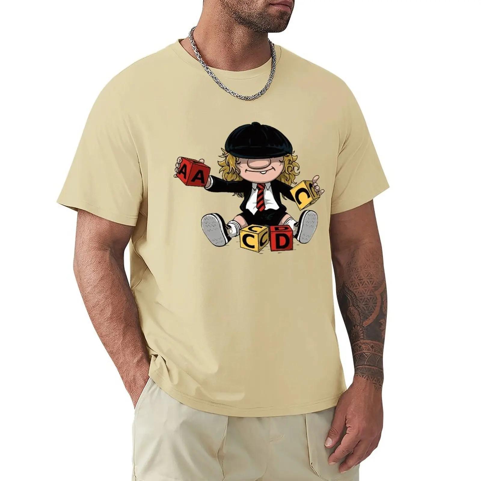 The best product for you AC_DC Angus Young Hardrock Muziek Band Fan Heren T-shirts Cartoon Grafische T-shirts Coole Kleding met Korte Mouwen Streetwear T-shirts XXL
