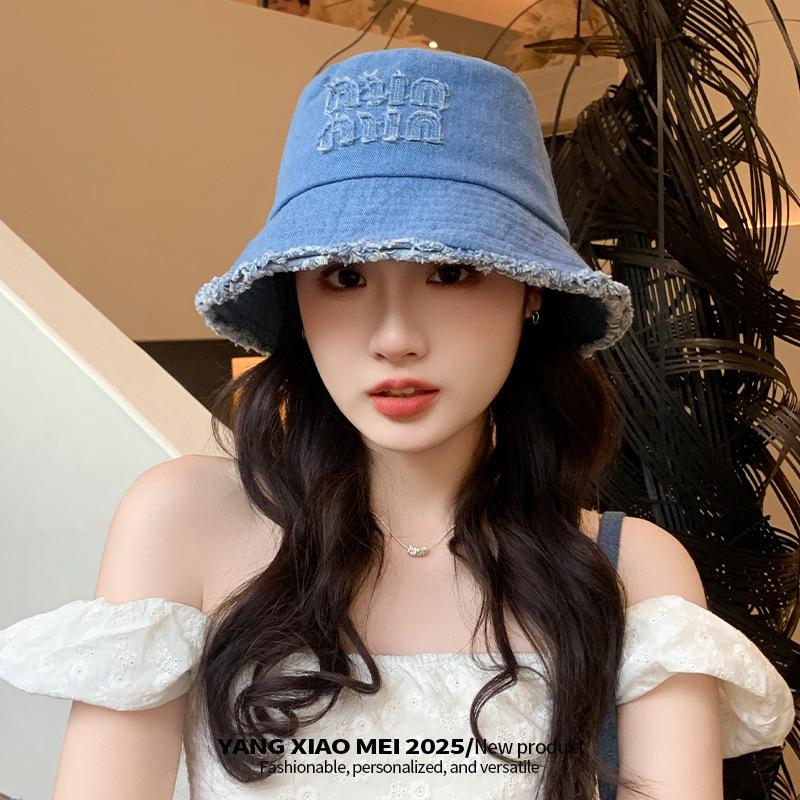 

Новая шляпа рыбака с необработанным краем, детская, большой окружности головы, подчеркивающая лицо, маленькая панама, универсальная, ретро, джинсовая шляпа-ведро average size