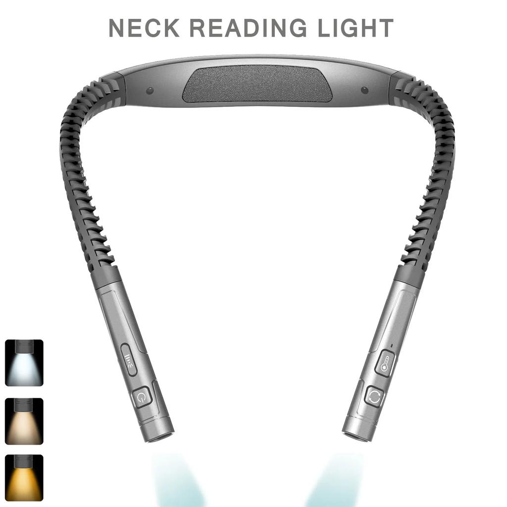 LED Nackenleselampe 3 Helligkeiten Buchlampe USB Wiederaufladbar Flexibler Arm Nackenleselampe Beleuchtung