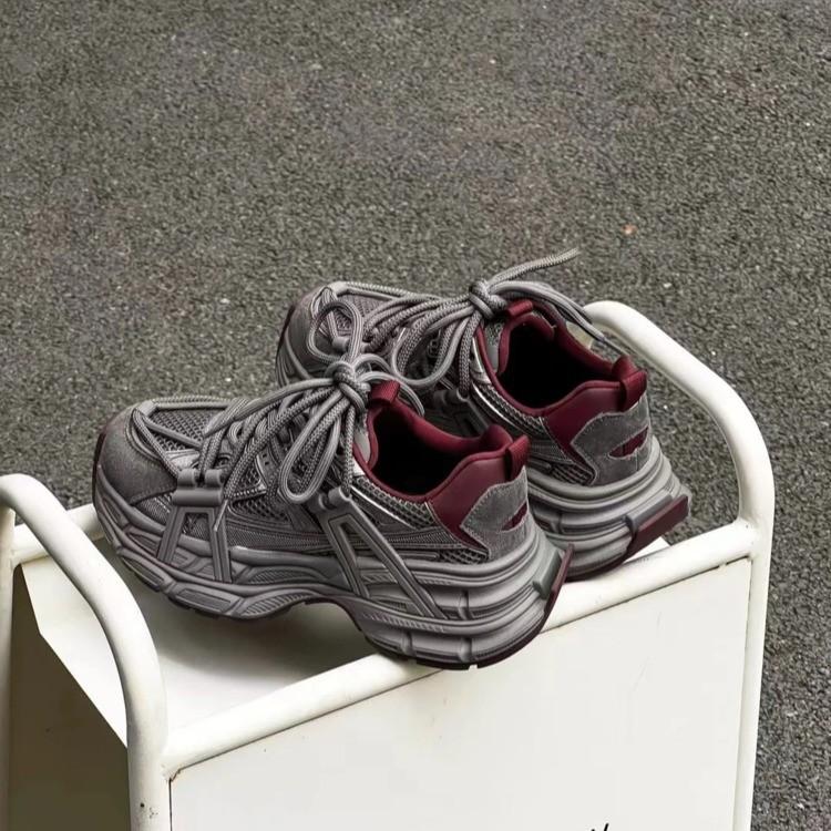 Platform-soled Dad Shoes Women's 2025 Autumn New Mesh Retro Color Matching Versatile Height-enhancing Small Casual Sports Shoes